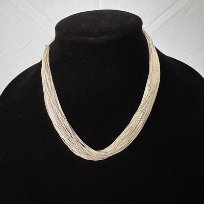 Vintage Marked Sterling Liquid Silver Necklace [38.18g]