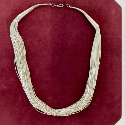 Vintage Marked Sterling Liquid Silver Necklace [38.18g]