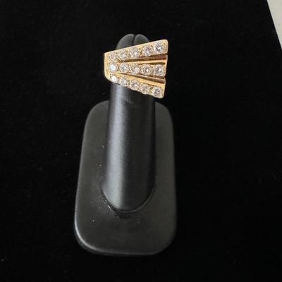 Stamped 18K Gold Diamond Cocktail Ring [10.19g]