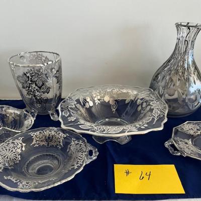 6 silver overlay serving pieces