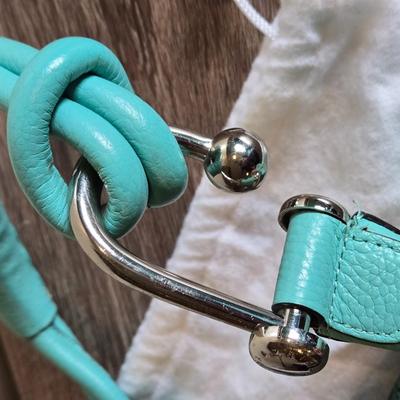 BCBG Seafoam Blue Green Leather Handbag with Dust Bag