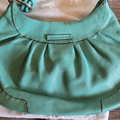 BCBG Seafoam Blue Green Leather Handbag with Dust Bag