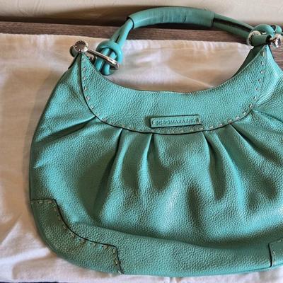 BCBG Seafoam Blue Green Leather Handbag with Dust Bag