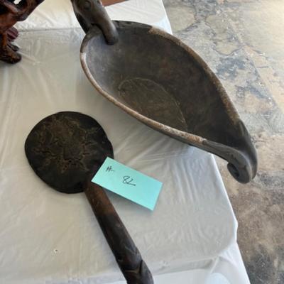 Tribal wood carved bowl