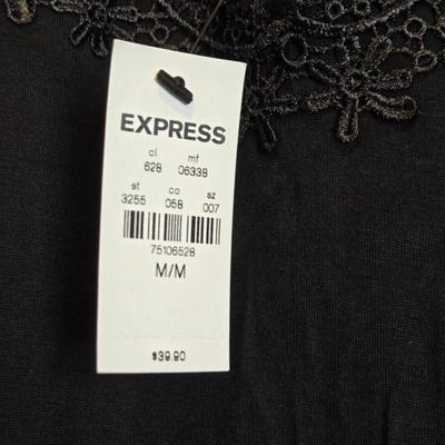 New with Tags EXPRESS Black Tank Top with Flower Trim Details
