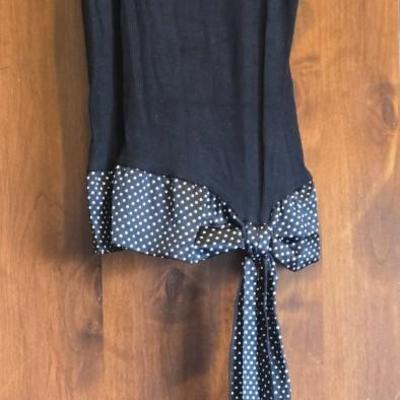 bebe Black Tank Top with Polk a Dot Silky Trim Detail