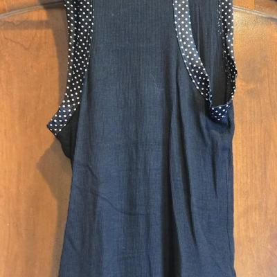bebe Black Tank Top with Polk a Dot Silky Trim Detail