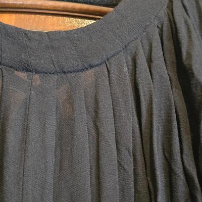 BCBG Long Black Top with Pleated Top Collar Detail