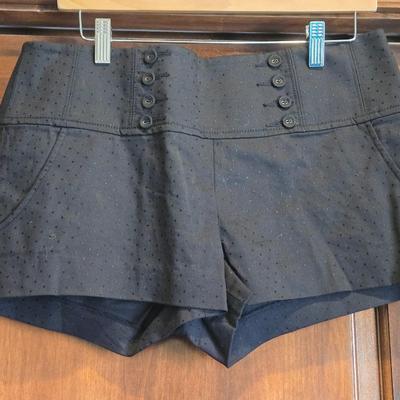 bebe Black Shorts with Black Dots Embroidery Details