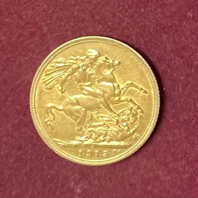 1915 Great Britain Sovereign King George V Gold Coin