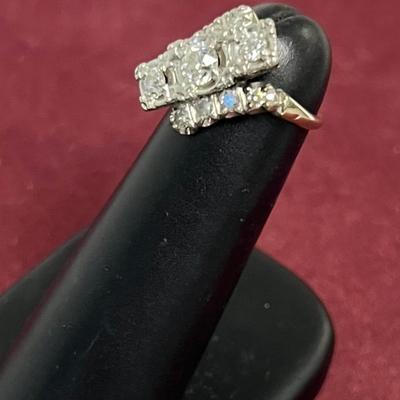 Stamped 14K Gold Deco Diamond Cocktail Ring [4.9g]