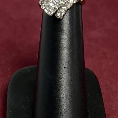 Stamped 14K Gold Deco Diamond Cocktail Ring [4.9g]