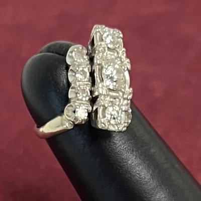Stamped 14K Gold Deco Diamond Cocktail Ring [4.9g]