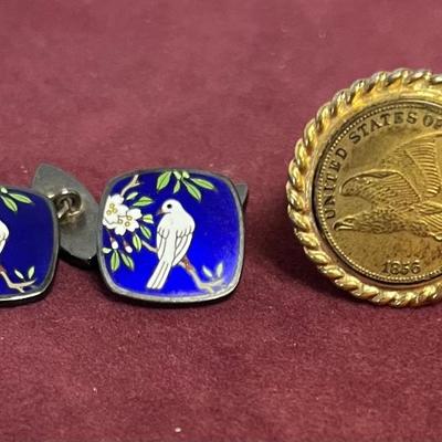 Antique Chinese Cloisonne Cufflinks