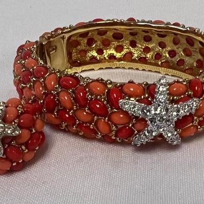 Vintage Kenneth Jay Lane Coral Cabochon Set