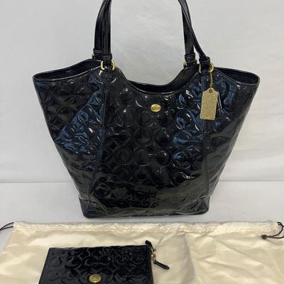 Coach Peyton Op Art Embossed Patent Leather Tote and Wallet