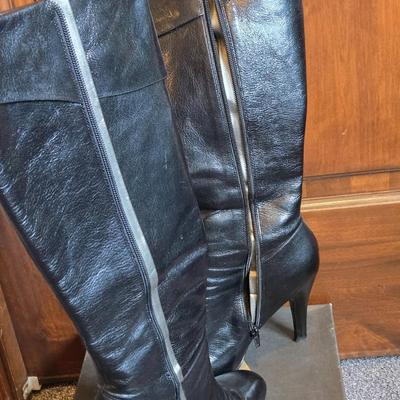 Enzo Black Knee High Steletto Boots
