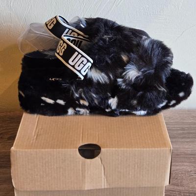 New in the Box UGG Black & White Furry Sandals