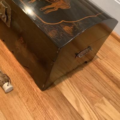 Asian box/chest 8"H 18"L 11"W and brush