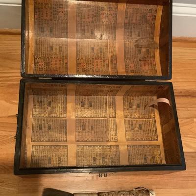 Asian box/chest 8"H 18"L 11"W and brush