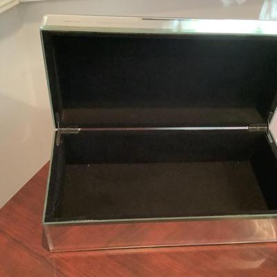 Mirrored box 6"H 14"L 6"W, candy dish, small silver tray