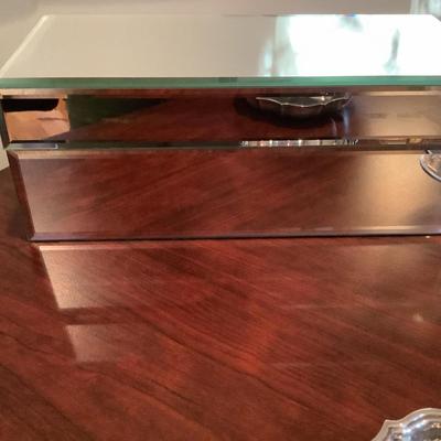 Mirrored box 6"H 14"L 6"W, candy dish, small silver tray