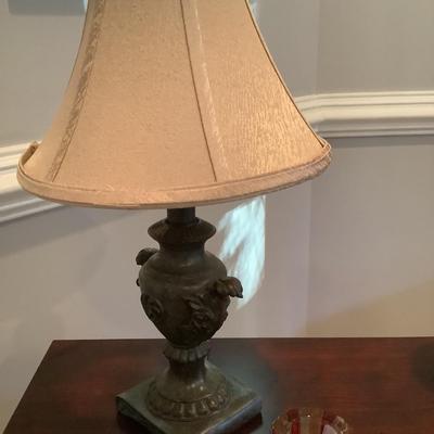 Candle holders, glass vase, lamp