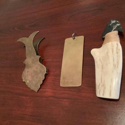 Collector's Lot-arrowhead on bone found in OH, KY Derby 1990 metal tag, brass clip