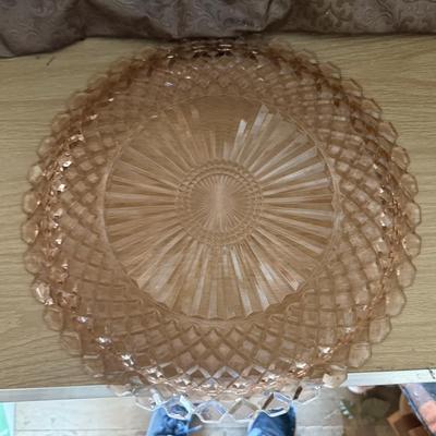Anchor Hocking pink Waterford waffle depression glass