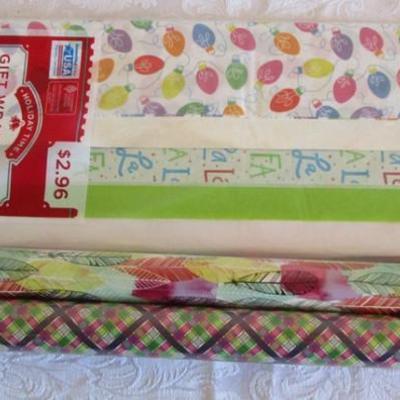 2 new rolls all-occasion wrapping paper, 1 new pkg all-occasion tissue paper