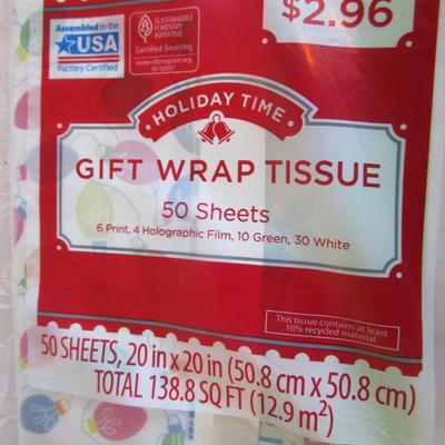 2 new rolls all-occasion wrapping paper, 1 new pkg all-occasion tissue paper