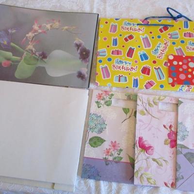 1 all occasion gift box, 1 large Happy Birthday bag with tag, 3 small alll-occasion gift bags, 1 white gift box