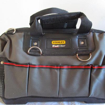 Stanley Fat Max reinforced tool bag with molded plastic bottom insert and shoulder strap