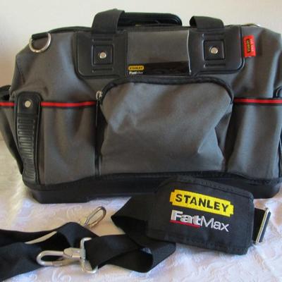 Stanley Fat Max reinforced tool bag with molded plastic bottom insert and shoulder strap