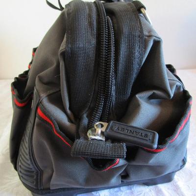 Stanley Fat Max reinforced tool bag with molded plastic bottom insert and shoulder strap