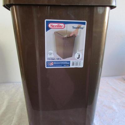 7.5 gallon touch top brown trash can
