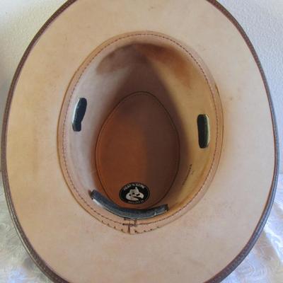 Head N Home Plainsman tan leather suede hat, men's size XL