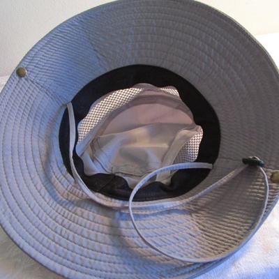 2 canvas and mesh hats, 1 khaki green, 1 gray, adjustable size