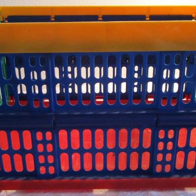 Collapsible basket, multi-colored plastic