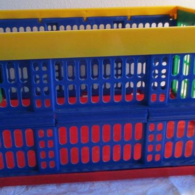 Collapsible basket, multi-colored plastic
