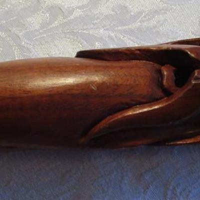 Old Man wood carved walking stick with purple quartz stone on  top