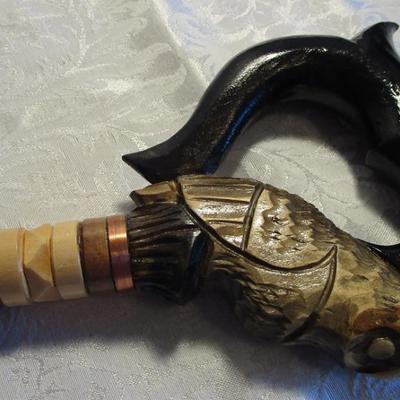 Carved owl wood collectible cane