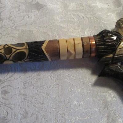 Carved owl wood collectible cane