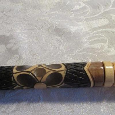 Carved owl wood collectible cane