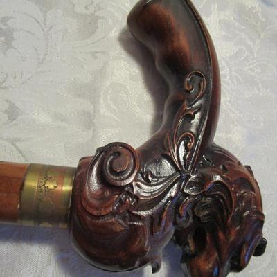 Lion head wood cane