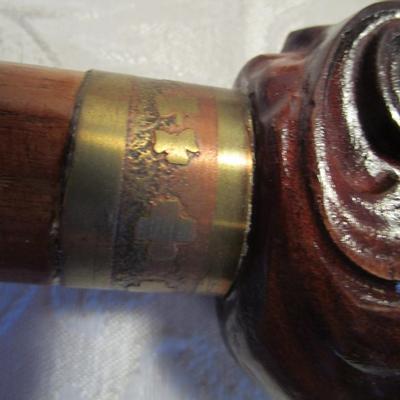 Lion head wood cane