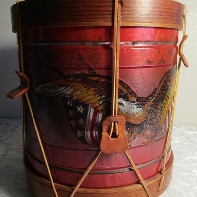 Vintage Old Drum Shop decorative trash can