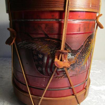 Vintage Old Drum Shop decorative trash can