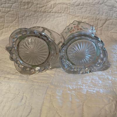 Scalloped rim,hand painted enameled floral cream & sugar