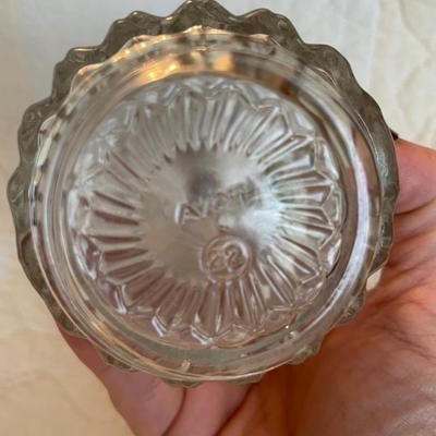 Avon clear glass jar with swirl design